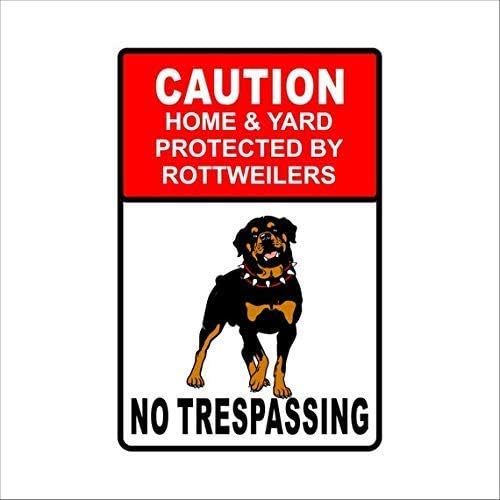 Lilyanaen Nuevo letrero de metal de aluminio con precaución para el hogar, patio, protegido, Rottweiler, señal de advertencia, regalo para perros y
