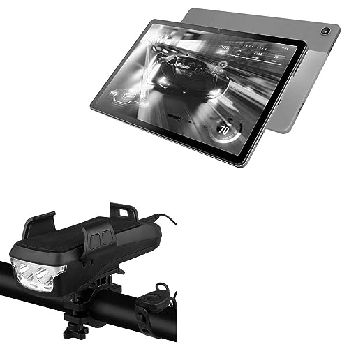 BoxWave Stand and Mount Compatible with Motorola Moto Tab G62 - Solar Rejuva Bike Mount (4000mAh), Bike Mount with Solar Power Bank, Lights, and Horn for Motorola Moto Tab G62 - Jet Black