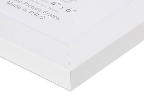 Miniatura 7 de The Display Guys - Marco cuadrado de madera con vidrio templado, 4 x 6 pulgadas con caballete, paquete de 6 unidades, color blanco