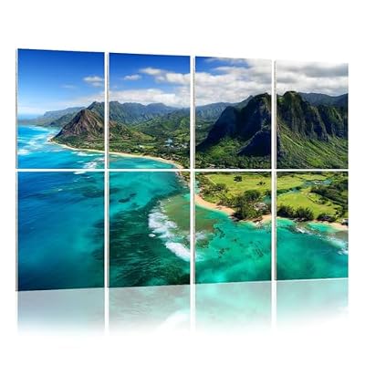 8 Pack Art Acoustic Panels Sound Absorbing Panels, 48x32 Inches Aerial View Kualoa area Oahu Hawaii Decorative Acoustic Wall Panels Soundproofing Acoustic Panels