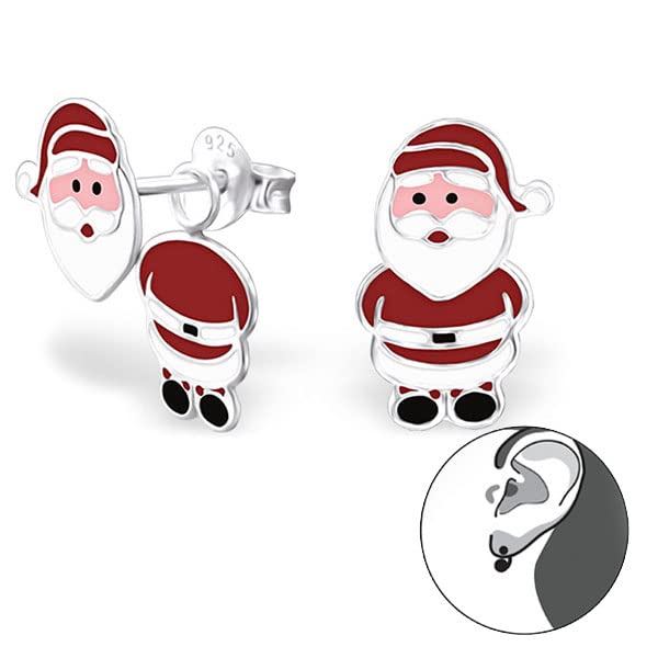 ICYROSE 925 Sterling Silver Christmas Santa Claus Ear Studs with Dangle Earrings2