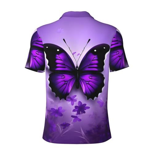 Polo décontracté imprimé papillons violet parfait pour l'été - 4