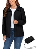 JMinger Rain Jacket For Women Packable Lightweight Hoodie Outdoor Raincoats Black Medium