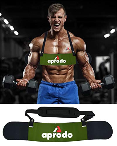 APRODO New Arm Blaster, Biceps Muscle Workout, Heavy Duty Thick Gauge, Padded, for Men & Women (Army Green)