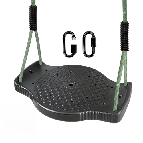 Image of Plastic Tree Swing for Kids, Heavy Duty Swing Seat with Adjustable Rope, Swing Set Accessories, Indoor Outdoor Backyard Playground, Black