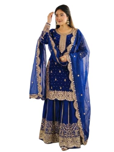 Elegant White Embroidered Sharara Set with Traditional Embroidery...