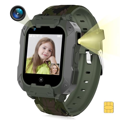 cjc 4G Kids Smart Watch with GPS Tracker and Calling, HD Touch Screen Kids Cell Phone Watch Combines SMS, Voice, Video Call, SOS, WiFi, Pedometer Function, GPS Tracking Watch for Kids Boys Girls 3-15 -  T28