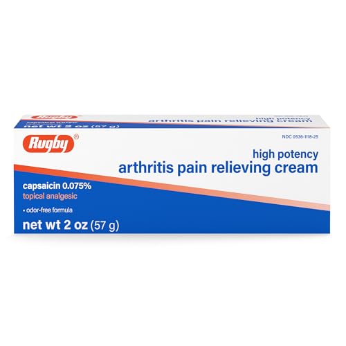 Rugby High Potency Capsaicin 0.075% Cream - Pain Relief Cream for Arthritis - 2 Oz (57g) (1 Pack)