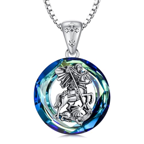 Twoowl St George and the Dragon Necklace Sterling Silver Saint