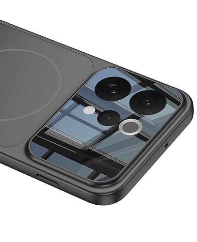 Image of BOUNCEBACK Shockproof Rubber + Glass Hybrid Back Case Cover Support Mag - Charge for Vivo V70 / Vivo V70 Elite - Black