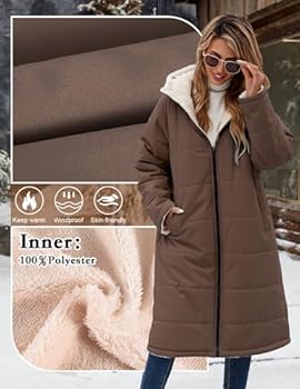 Vancavoo Lange winterjas voor dames, omkeerbaar, gewatteerde jas met