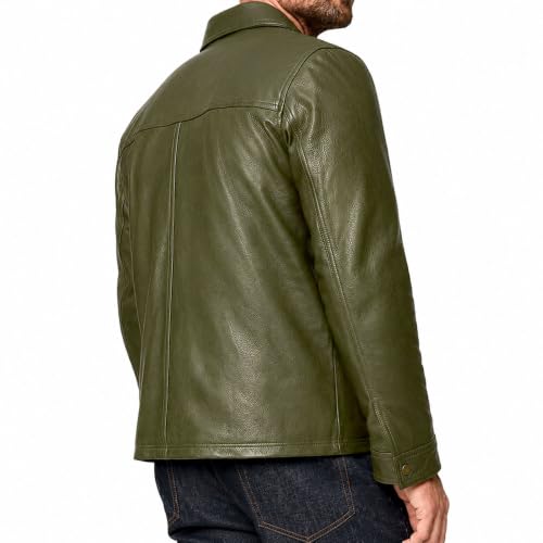 Image of Isaac & David Chicago Men's New Black /Brown Lambskin Leather Classic Open Bottom Jacket Motorcycle Vintage Racing Jacket