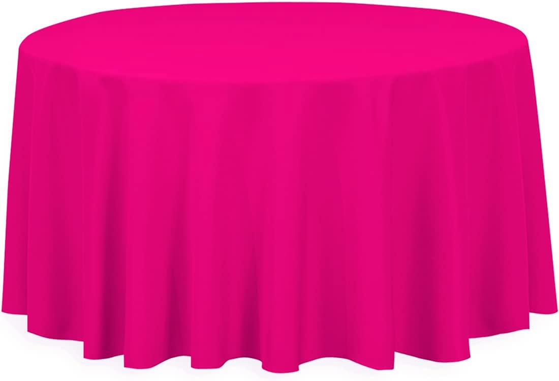120" Inch Round Polyester Tablecloths for Circular Table Cover for Wedding, Buffet Table, Parties, Holiday Dinner (5, Fuchsia)