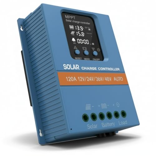 Solar Laderegler 150A 12V 24V 36V 48V Intelligente Erkennung LCD-Anzeige Batterieintelligenter Regler Max. 100V Eingang Doppelte USB für Blei/Lithium-Batterien