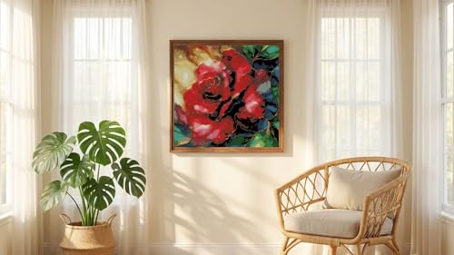 Image of Rose Flowers Stamped Cross Stitch Kits, Embroidery Starter Kit for Adult Beginners, 11CT Cross-Stitch Patterns Dimensions Kit Arts,Needlepoint Kit Crafts for Home Decor 13.7 x 13.7 inch