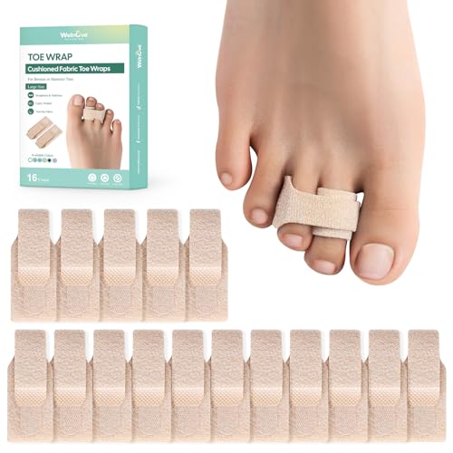 Welnove Hammer Toe Straightener &amp; Corrector - Broken Toe Wraps 16 Ct Large