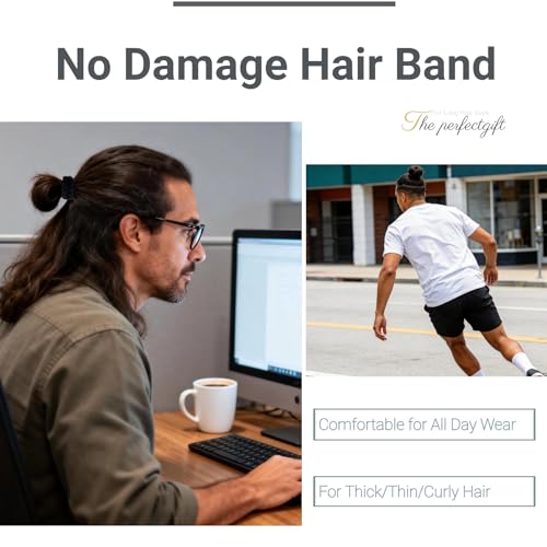 Large Hair Ties for Men and Women,Girls,Boys, Thick Ponytail Holders For Daily Use, 12 Packs,Durable,No Tangle,No damage (black)