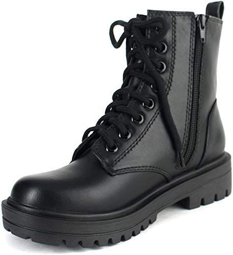 Soda Women Combat Army Military Motorcycle Riding Platform Boots Side Zipper Firm-S2