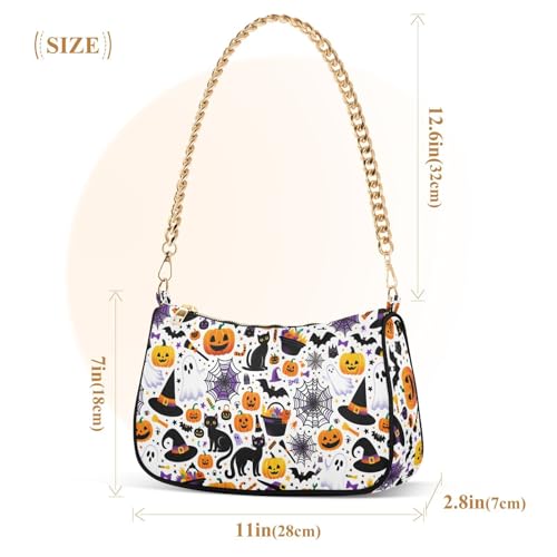 Magical Halloween Shoulder Bag for Women, Handbag with Chain Strap, Soft Purse Tote Bag for Ladies2