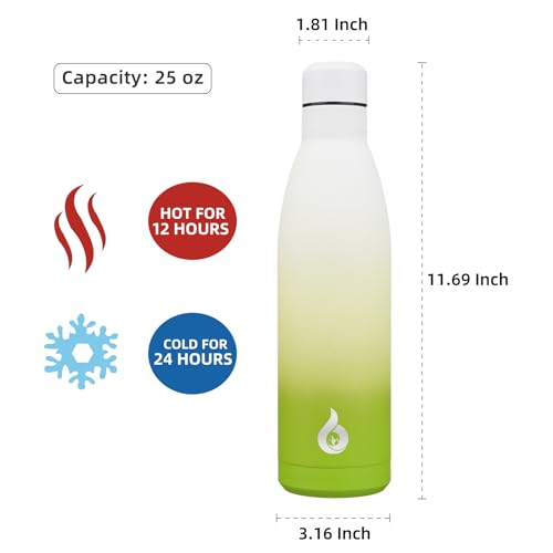 Image of BJPKPK 25oz Insulated Stainless Steel Water Bottles Reusable Metal Travel Sports Water Bottle Keep Cold and Hot,Elegant Green