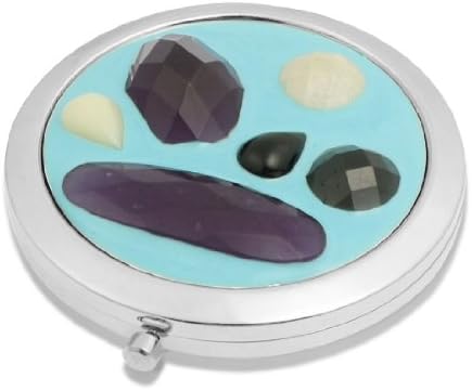 Ruilogod Black Purple Faceted Crystal Double Side Folding Round Cosmetic Mirror for Lady (id: fc1 a24 72b 87b a62 image 2
