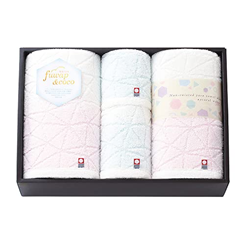 トクダ タオルギフト フワップ&ココ ~無撚糸×天然水~ 日本製 愛媛 今治 タオルセット ピンク/ブルー BT60×115cm FT34×75cm HT34×34cm 63880
