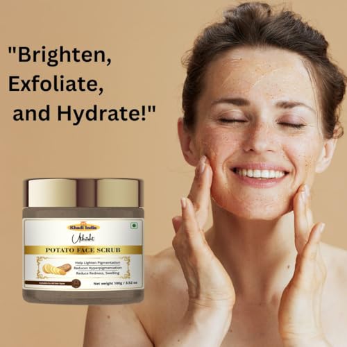 Image of Khadi Potato Face Scrub 100 gm | Refreshes & Brightens Skin | Hydrating & Exfoliating Scrub for Pigmentation & Dark Spots | All Skin Types | For Men & Women