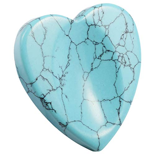 Nupuyai Blue Howlite Turquoise Heart Thumb Worry Stone, Healing Crystal Pocket Palm Stone for Reiki...