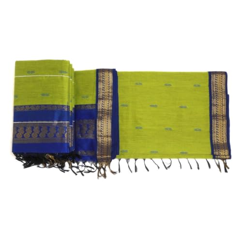 Image of Pure Kalyani Cotton Saree | Zari Border & Blouse Piece - Lata Gadwal Design | Traditional Saree