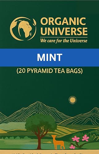 Image of ORGANIC UNIVERSE Premium Organic Mint Tea I Whole Leaf Tea I Pyramid Herbal Tea Bags | 20 Count | Caffeine Free | 100% Organic Ingredients