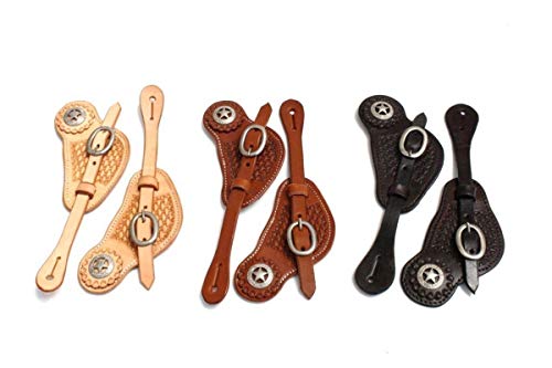 EE Tack Profiline Sporenriemen - US Leder - Breit mit Concho (Hellbraun)