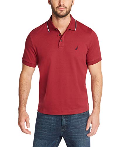 Image of Nautica Men's Classic Fit Short Sleeve Dual Tipped Collar Polo Shirt