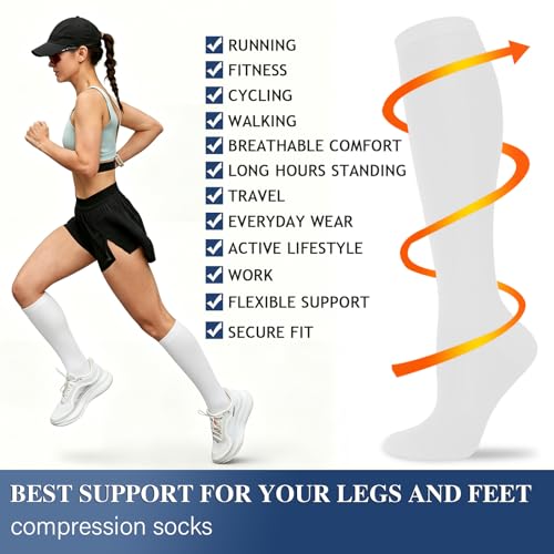 Image of Sooverki Compression Socks for Women and Men Circulation (3 /4 Pairs) is Best Support for Running Athletic Cycling Hiking