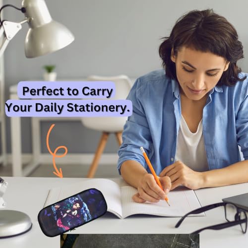 Image of Funfob Demon Slayer Pencil Box For School College For Pen Pencil Or Other Stationery Products Pencil Pouch Travel Or Cosmetic Case (Demon Bro Sis Black) - Polyester