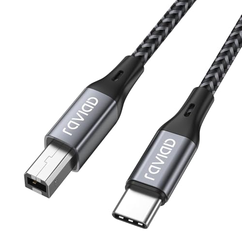 RAVIAD USB C Druckerkabel 3M, USB B auf USB C Kabel Scannerkabel Nylon USB C MIDI Kabel f&uuml;r Samsung, MacBook Pro/Air, Matebook, HP, Canon, Epson, Brother, Lexmark, Xerox Drucker und Scanner