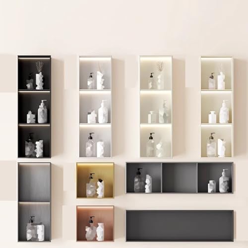 Gelbe matte Duschregale – Wandnizer für Shampoo und Seife, 28 x 120 x 12,5 cm, perfekte Badezimmer-Sto-Lösung für Toilettenartikel und Zubehör.