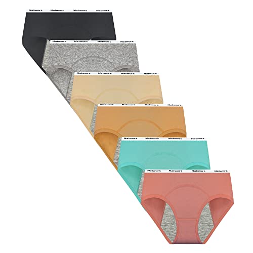 Nalwort Teen Girls Period Underwear Menstrual Period Panties Leak-Proof Organic Cotton Protective Briefs Pack of 6
