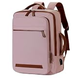 Mochila de Viagem Feminina Com Grande Capacidade Nylon Impermeável,Para 14-15,6 Polegadas Notebook e Negócio Escolar,Com Interface de Carregamento USB Multifuncional (Rosa)