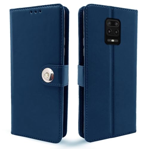 Image of Pikkme Flip Cover Leather Finish | Inside TPU with Card Pockets | Wallet Stand and Shock Proof | Complete Protection Button Flip Case for Redmi Note 9 Pro /Note 9 Pro Max (Blue)