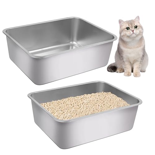 2 Pack Caja sanitaria acero inoxidable para gatos mediana miniatura 3