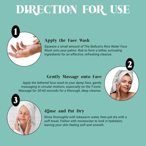 Image of THEBELLUSCO Rice Water Face Wash with Aloe Vera, Niacinamide & Vitamin E | Oil Control Face Wash | Skin Brightening & Anti-Acne Cleanser | Gentle Face Wash for All Skin Types | 100ml