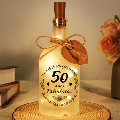 Vetbuosa Regalos 50 Cumpleaños Mujer, Regalo 50 Años Mujer luz LED, Regalos Originales para Mujeres 50 Años para Amigas, Hermanas, Madres, Abuelas