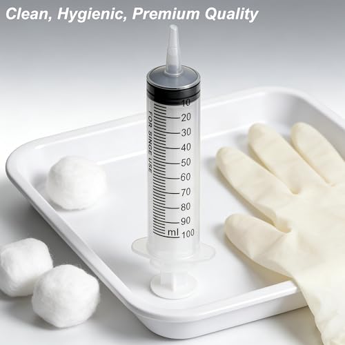 Image of 3Pack Big Syringes (100 ML), Plastic Garden Industrial Syringes for Scientific Labs, Measuring, Watering, Refilling, Filtration Multiple Uses (100 ML(3PCS))