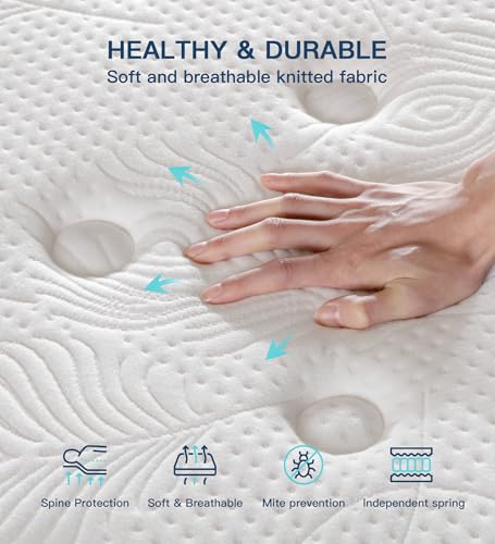 Queen Mattress,12 Inch Queen Size Mattresses Memory Foam Hybrid White Mattress in a Box,with Provide Support and Improve Sleep Mattresses,Medium Firm