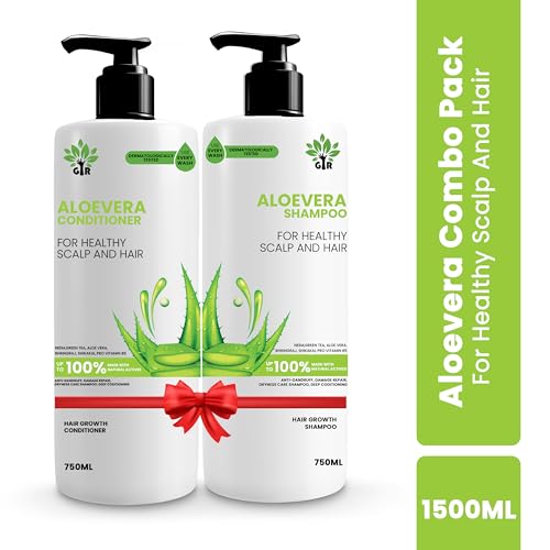 Image of GIR Aloe Vera Shampoo & Conditioner for Silky Smooth Hair & Scalp Nourishment - Combo Pack (Aloevera S750+C750 ML)