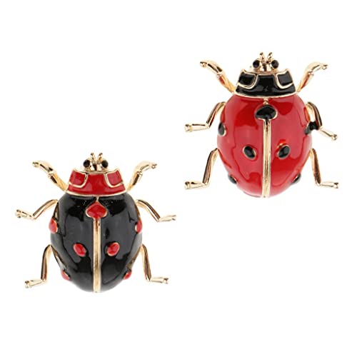 dailymall 2 peças de chapéu de joaninha esmaltada de animais, cachecol, broche de insetos Beatle
