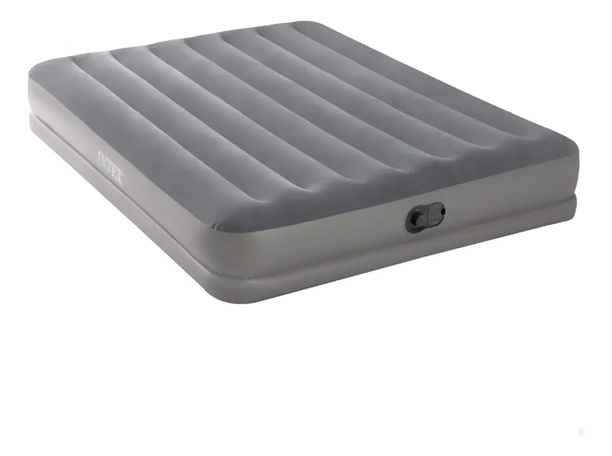 64114E Dura-Beam Standard Prestige Air Mattress: Fiber-Tech – Queen Size – Built-in USB Electric Pump – 12in Bed Height – 600lb Weight Capacity