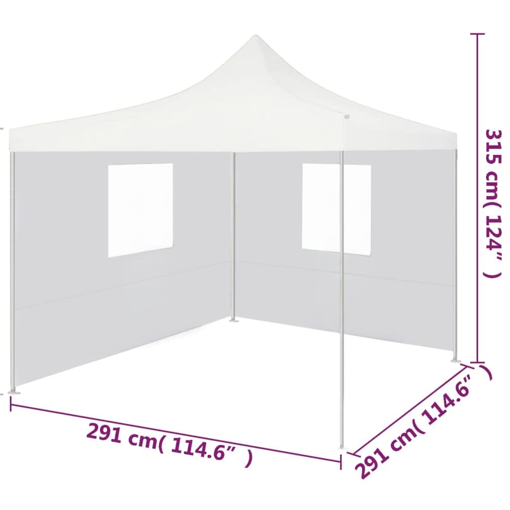 Faltpavillon Partyzelt 3x3m mit 2 Seitenwänden, Stahlgestell Weiß