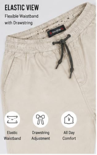 Image of Men's Jogger Cargo Pants | Stretchable Cotton Blend Utility Trousers | Regular Fit Multi Pocket Casual Bottom Wea