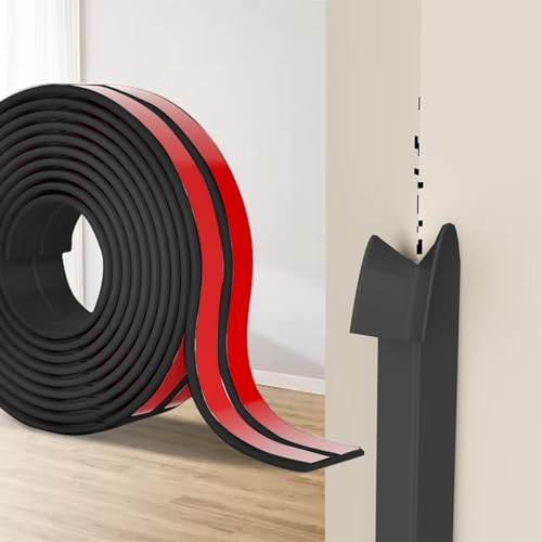 Hengrongshen Profilo Angolare Autoadesiva in TPE Flessibile, Protezione Angoli Muro, Striscia Paraspigoli, Profili Angolari e Bordi per Muro, Piastrelle, Porte, Finestre, Bagno (Nero, 2cm x 4M)